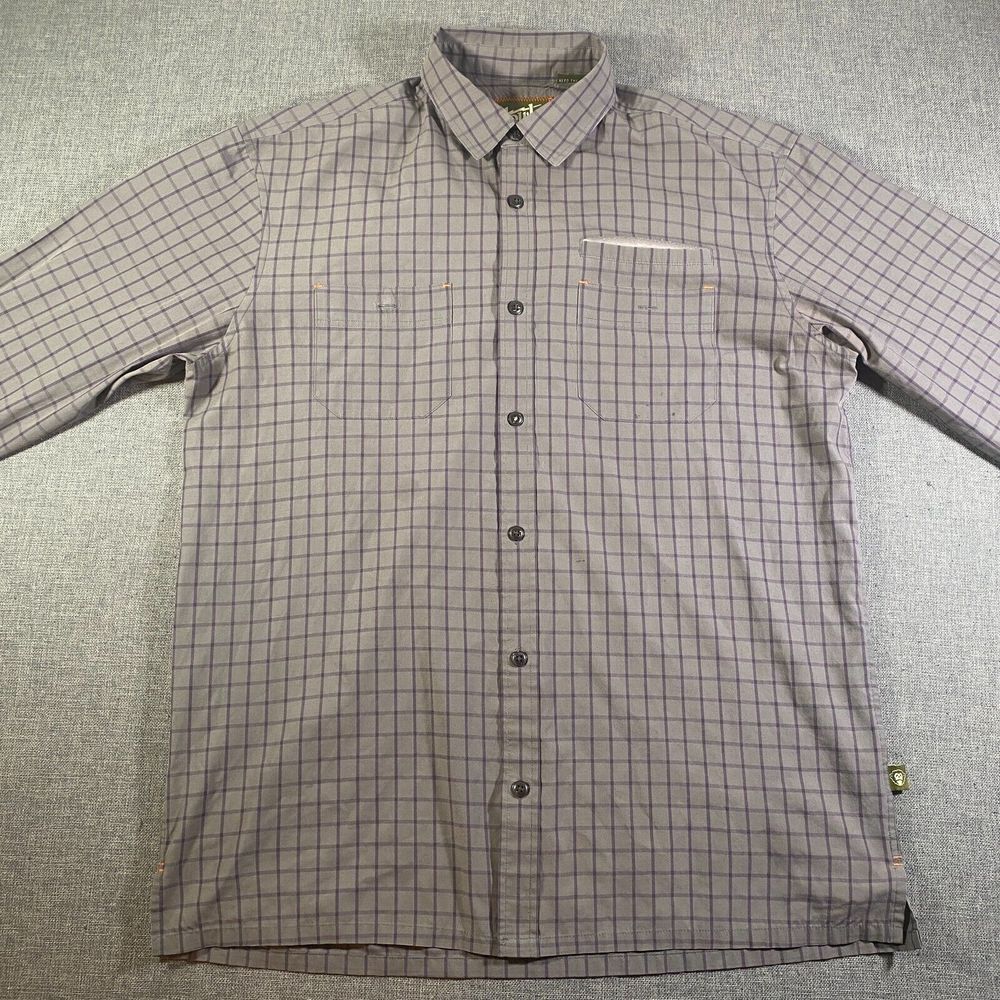 Howler Brothers Check Plaid Long‎ Sleeve Button Shirt Mens Large Grey Stretch